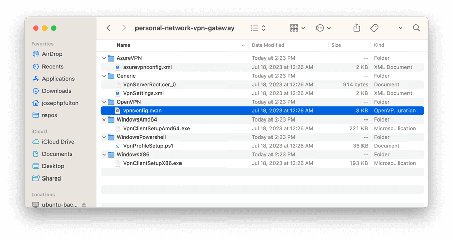 VPN Client Zip Contents