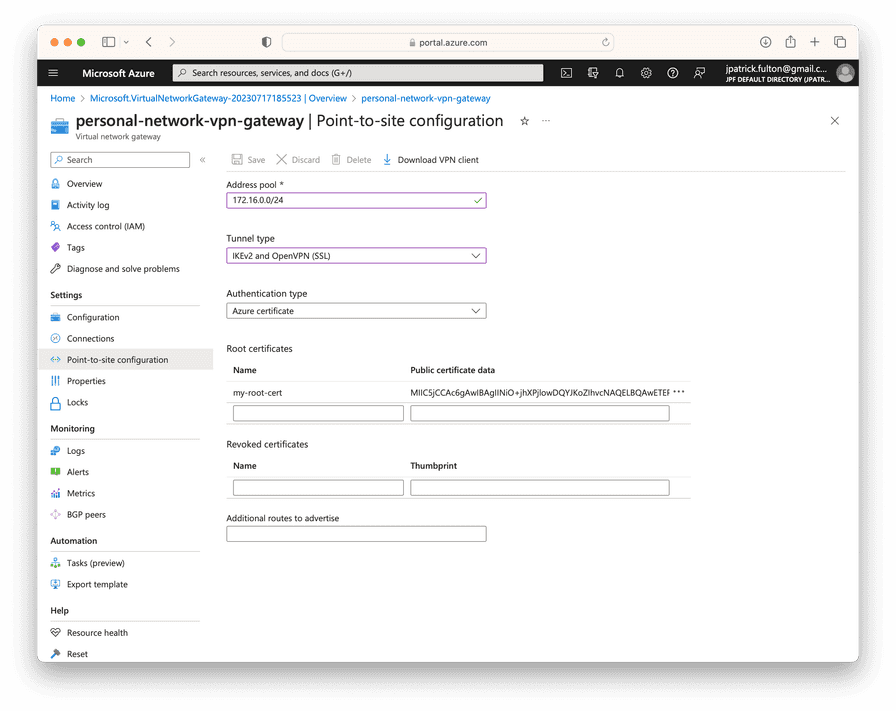 Configure VPN Gateway