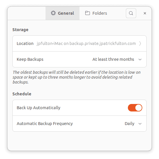 Ubuntu Backup Preferences