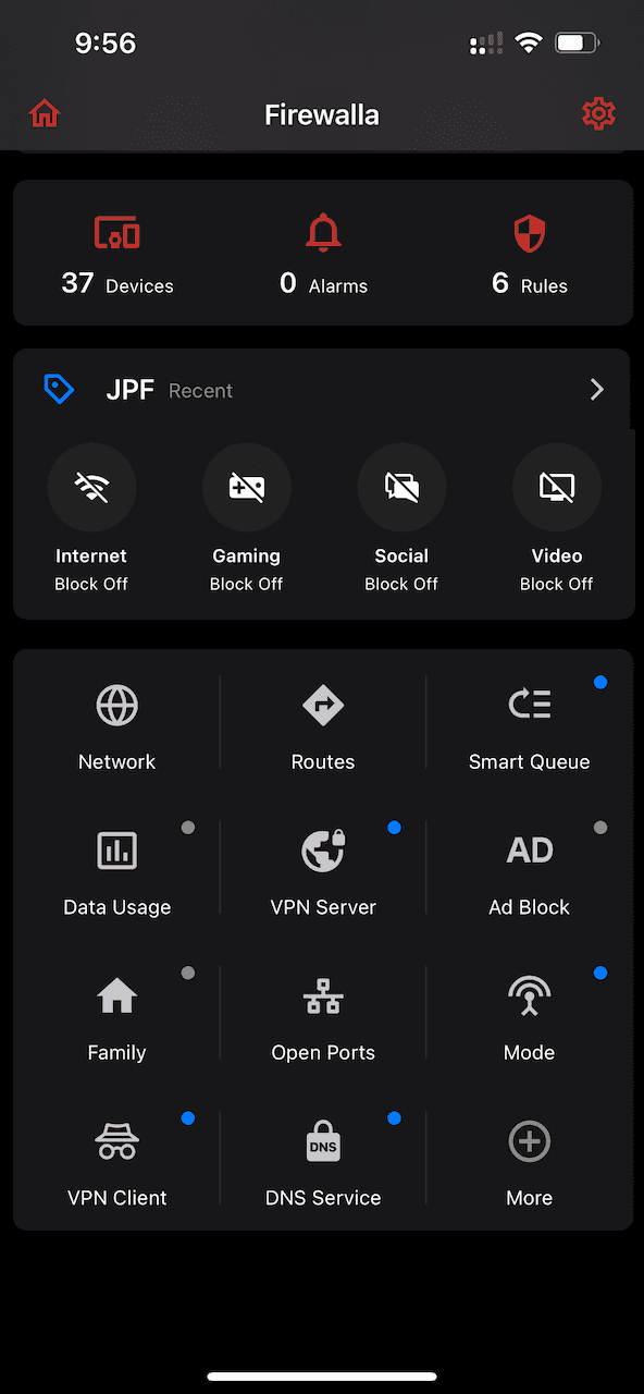Firewalla App Home Screen