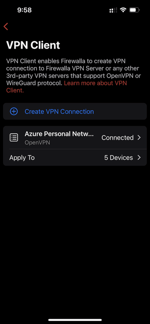 VPN Client Screen