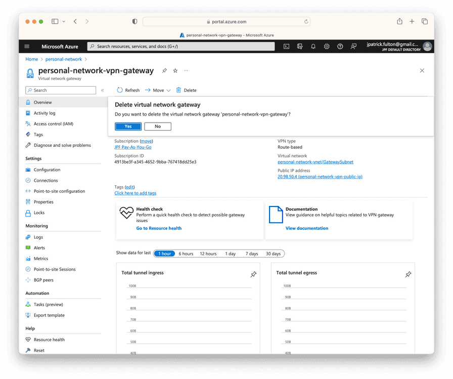 Remove Network Gateway