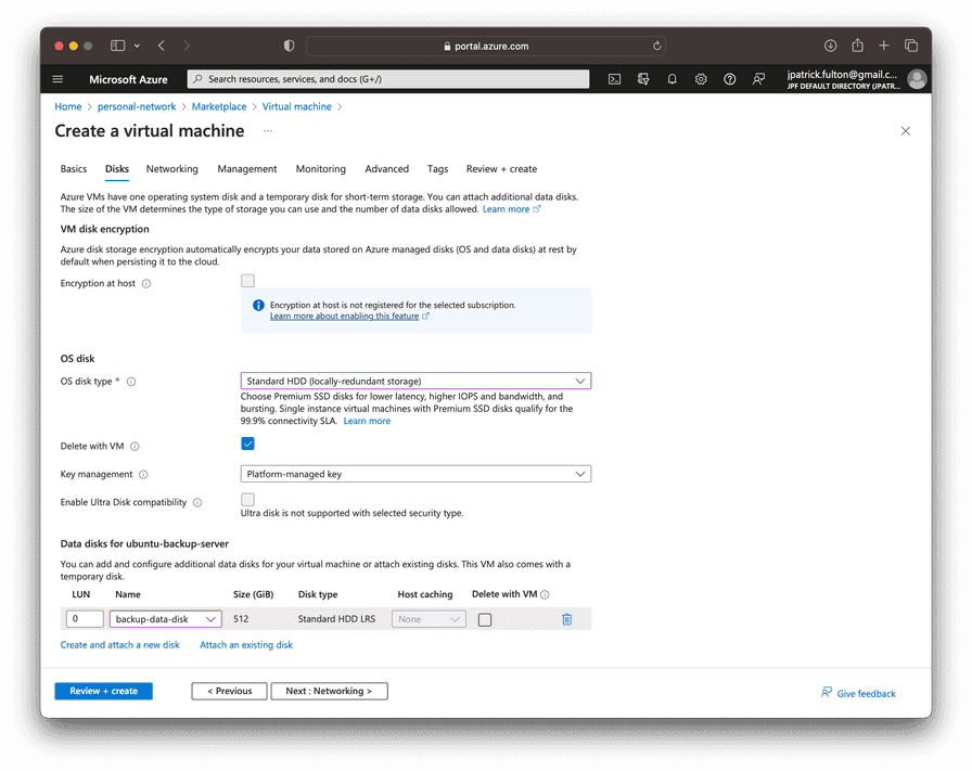 Create a Virtual Machine Step Two