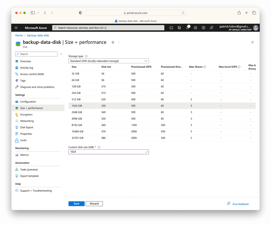 Resize the Data Disk