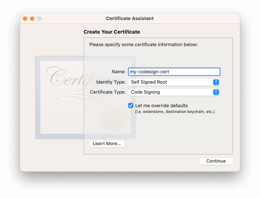 Certificate Assistant Screenshot