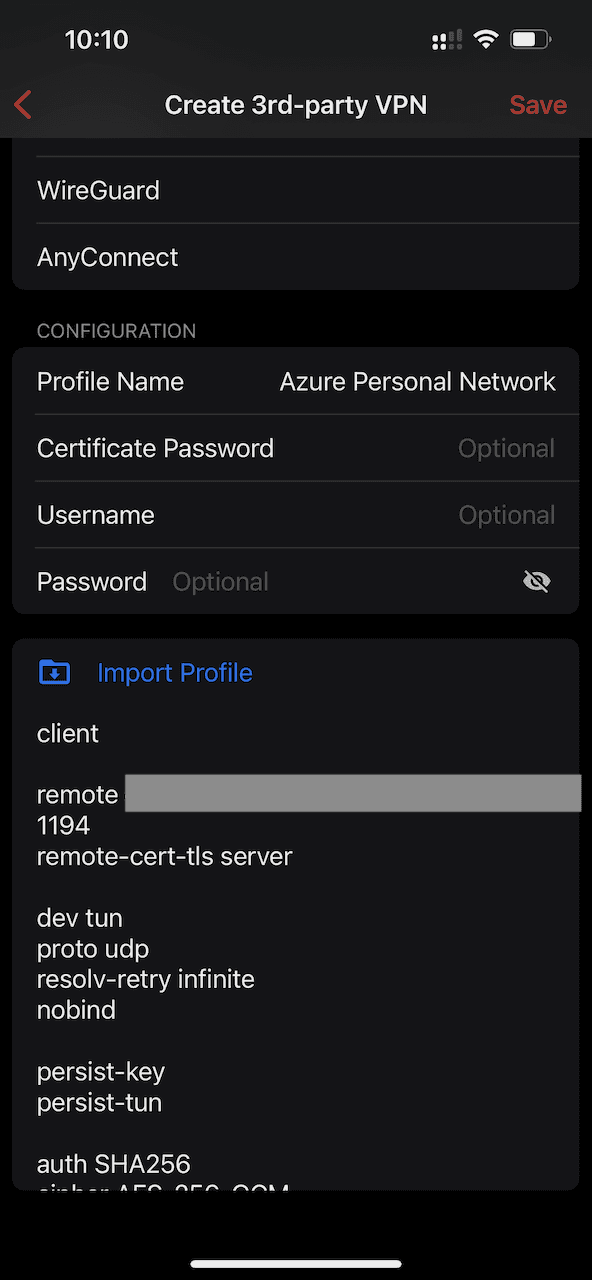 Create VPN Connection Step 4